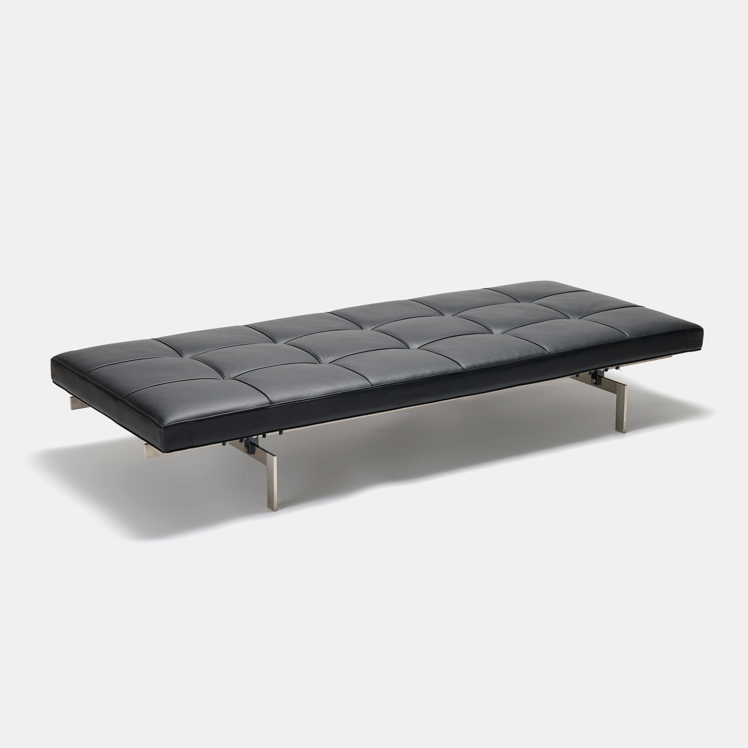 Mid-Century moderno Poul Kjaerholm PK80 daybed in pelle nera per Fritz Hansen Danimarca in vendita