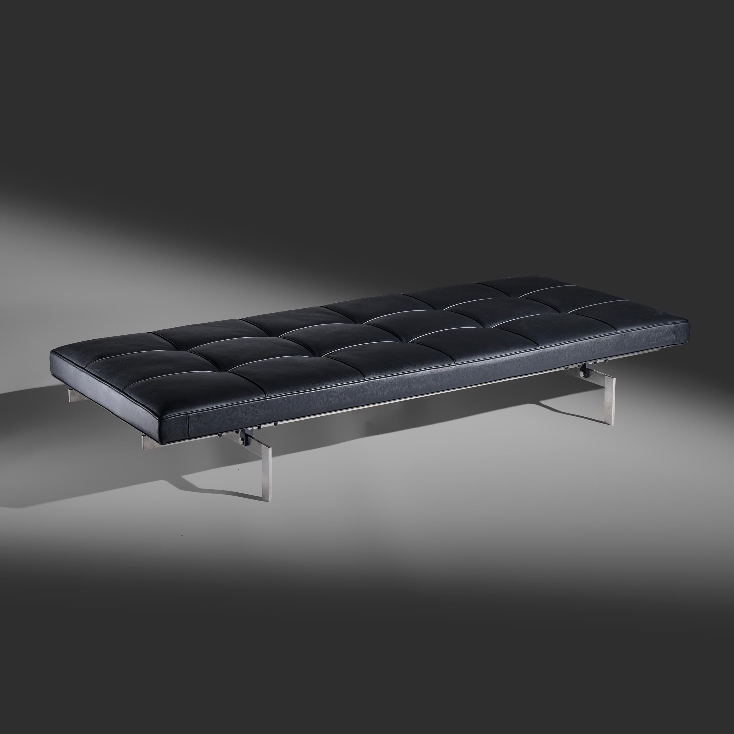 Danese Poul Kjaerholm PK80 daybed in pelle nera per Fritz Hansen Danimarca in vendita