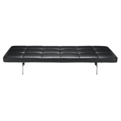 Poul Kjaerholm PK80 daybed in black leather for Fritz Hansen Denmark