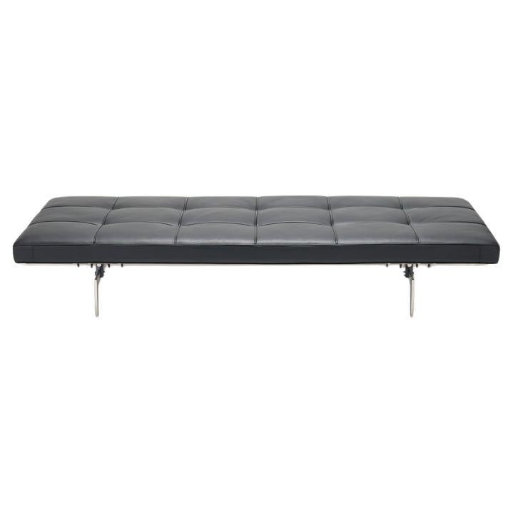 Poul Kjaerholm PK80 Tagesbett aus schwarzem Leder für Fritz Hansen Dänemark