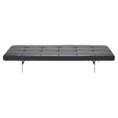 Poul Kjaerholm PK80 Tagesbett aus schwarzem Leder für Fritz Hansen Dänemark