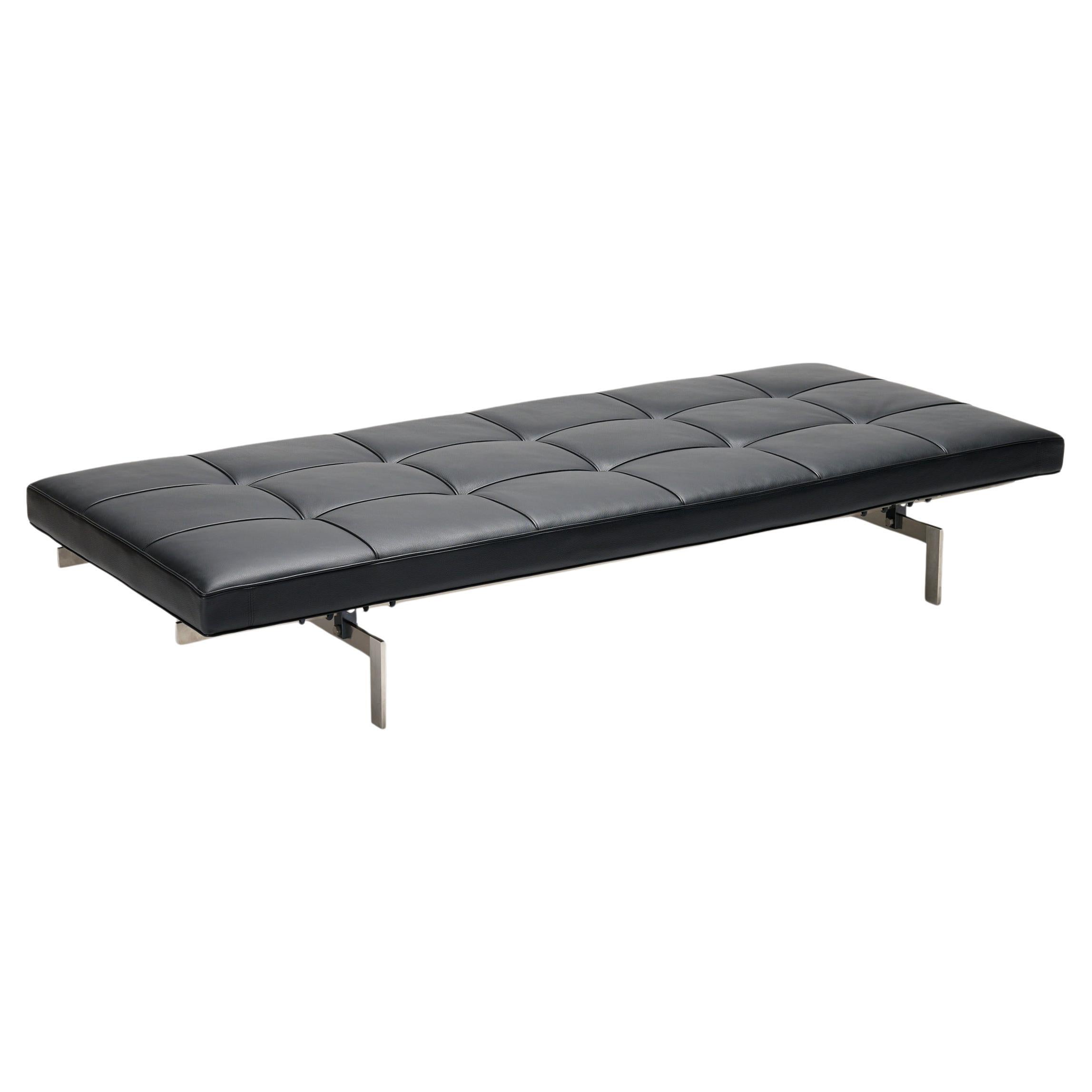 Lit de jour PK80 de Poul Kjaerholm en cuir noir pour Fritz Hansen Danemark