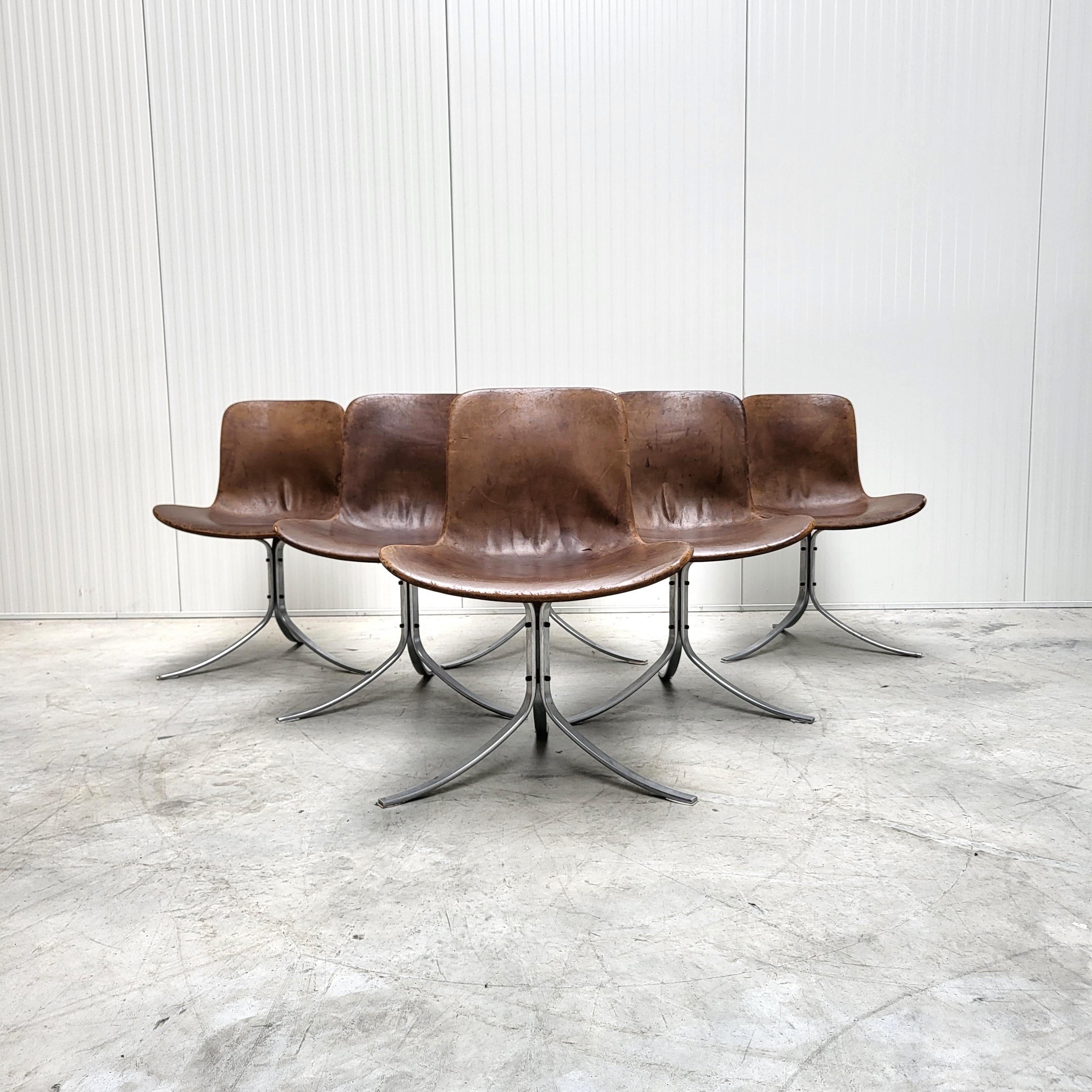 Fait main Chaises Pk9 et table à manger Pk54 Poul Kjaerholm, E. Kold Christensen, années 1960 en vente