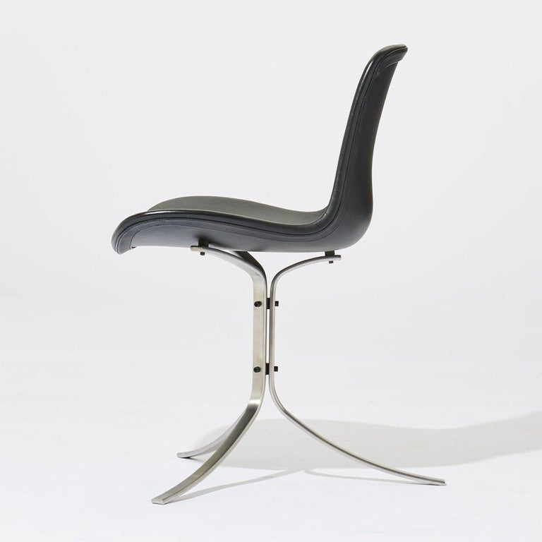 Danish Poul Kjaerholm PK9 Chairs, Black Leather Upholstered, Set of 4