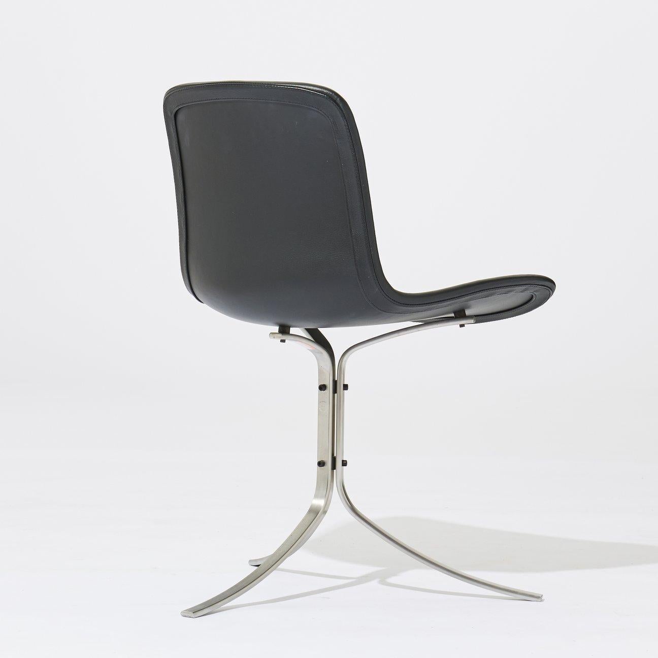 Poul Kjaerholm PK9 Stühle, schwarze Lederpolsterung, 4er-Set im Zustand „Hervorragend“ in Madrid, ES
