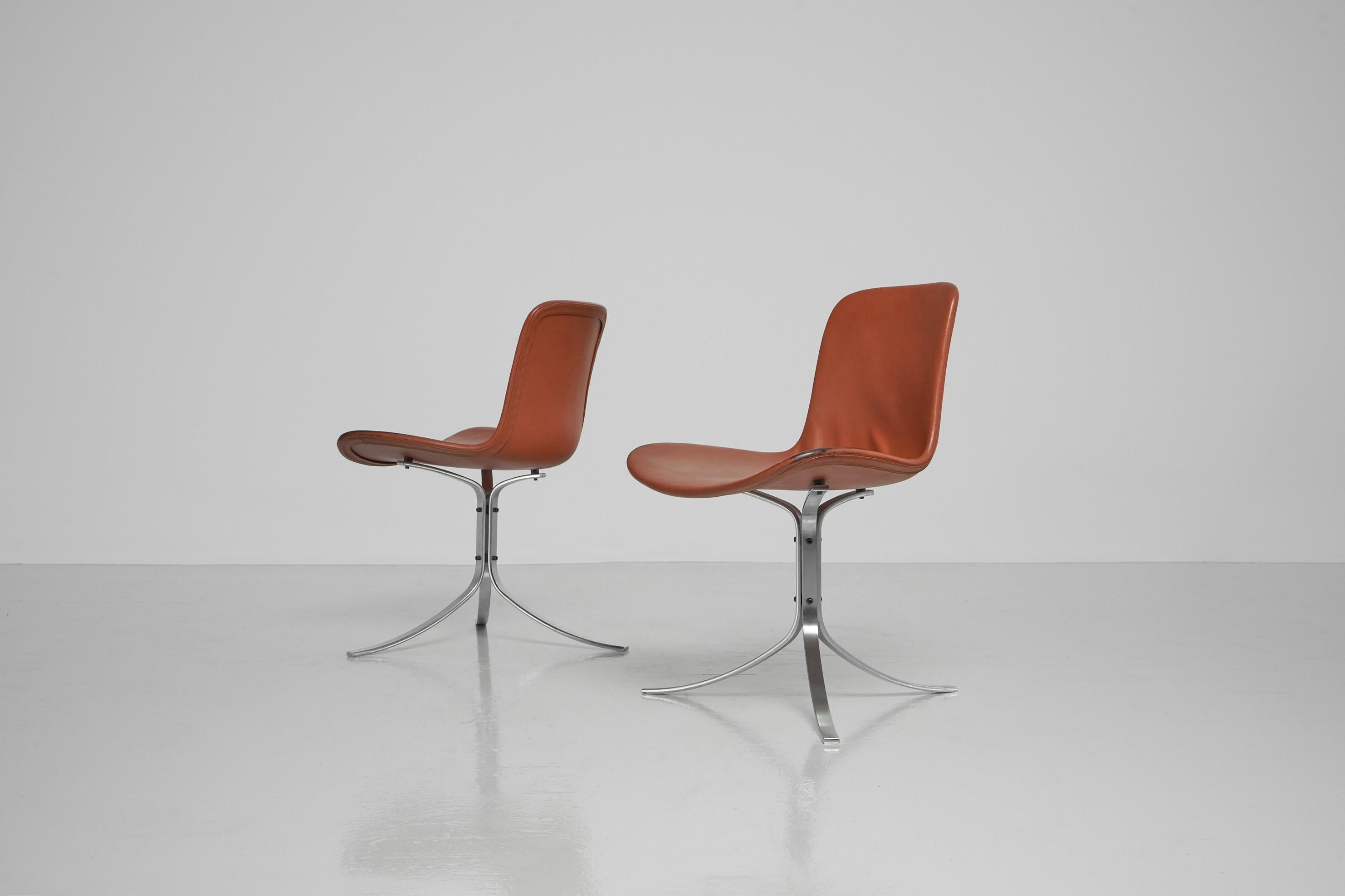 Poul Kjaerholm Pk9 Chairs Cognac Ekc Denmark 1960 For Sale 3