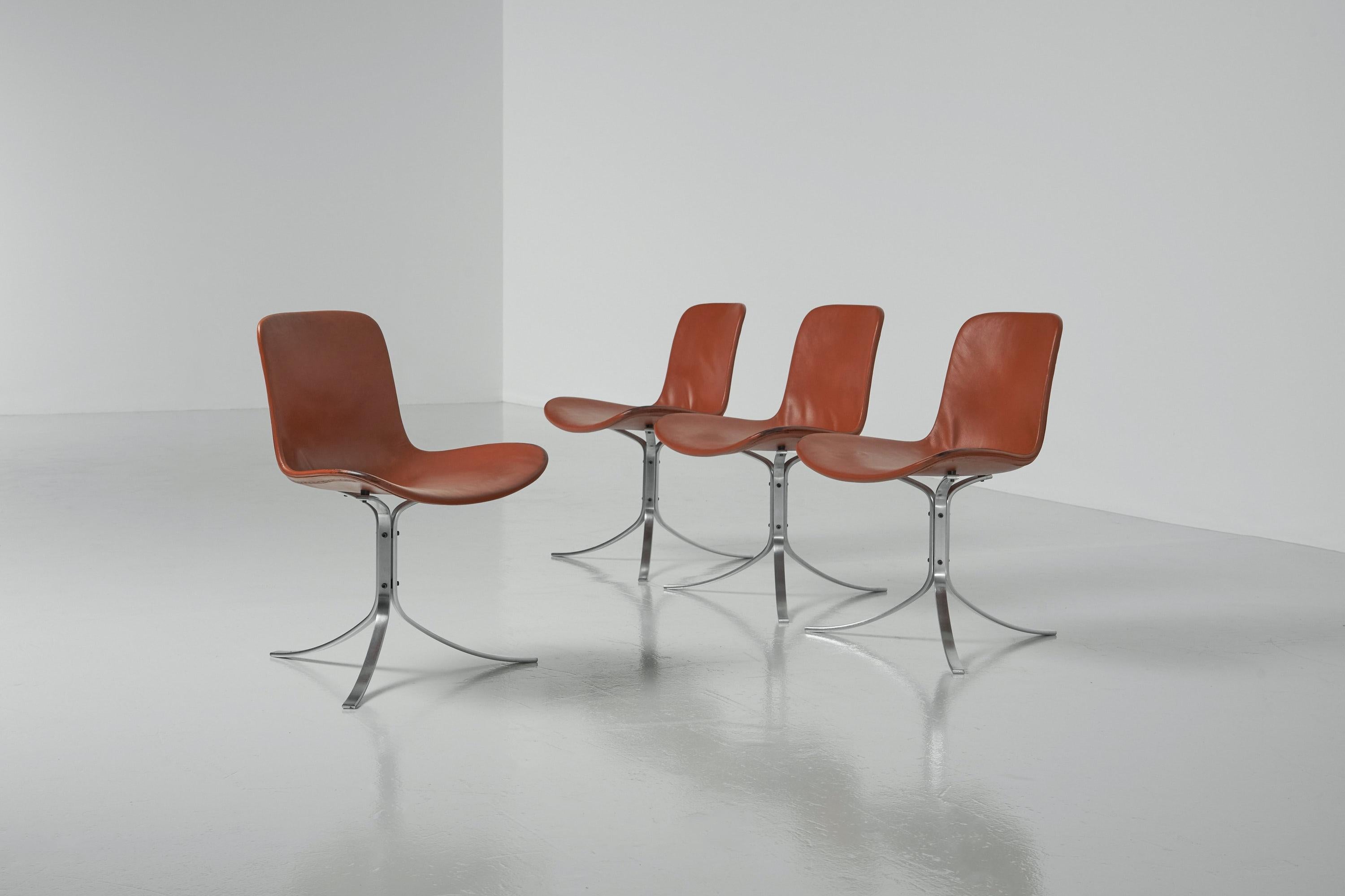 Poul Kjaerholm Pk9 Chairs Cognac Ekc Denmark 1960 For Sale 1