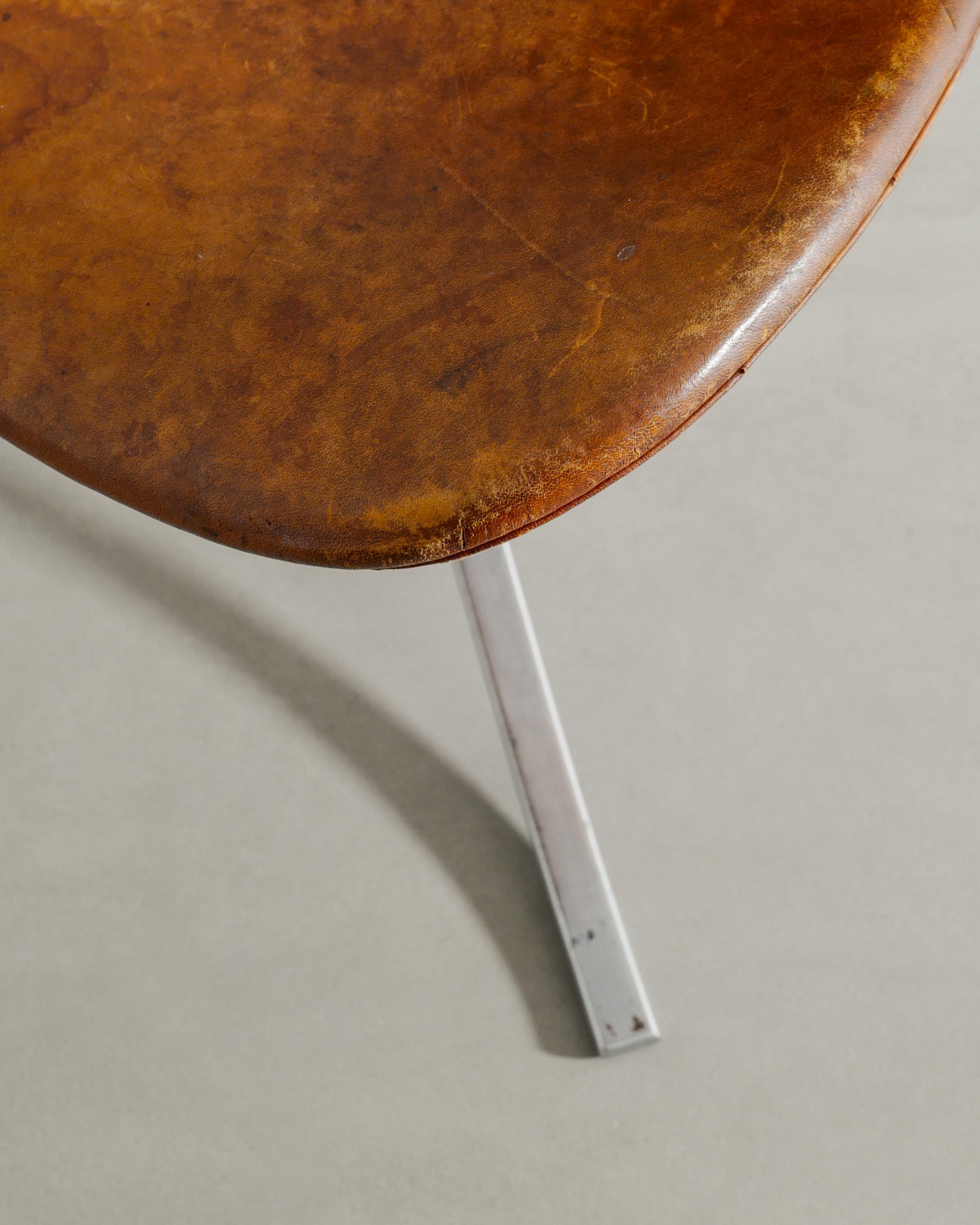 Poul Kjaerholm PK9 Esszimmerstuhl in original braunem Leder von E. Kold, 1960er Jahre im Zustand „Gut“ im Angebot in Stockholm, SE