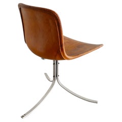 Poul Kjaerholm PK9 Dining Chair in Original Brown Leather by E. Kold, 1960s