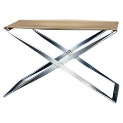 Poul Kjaerholm PK91 Folding Stool in Rustic Leather by Fritz Hansen