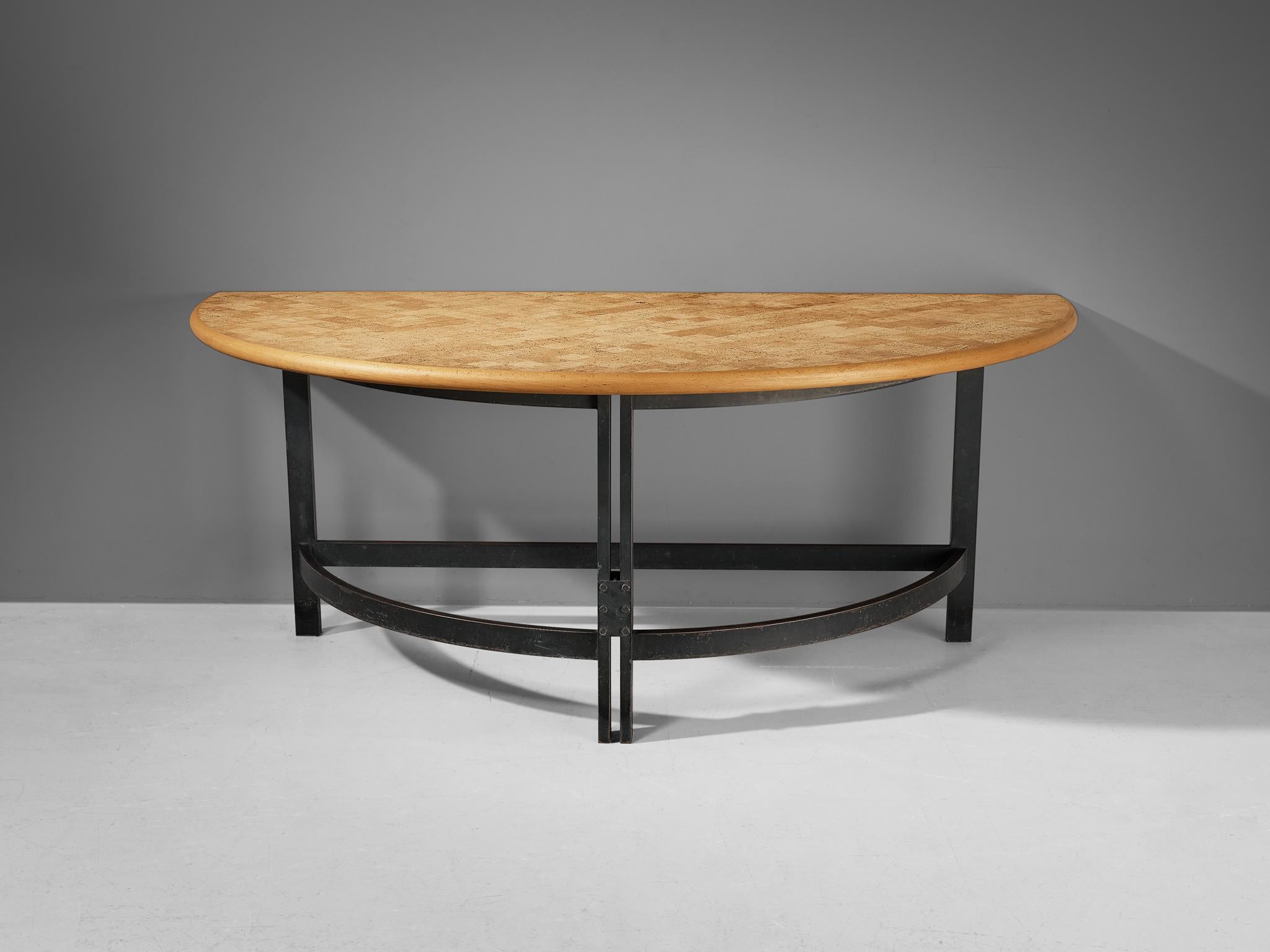 Poul Kjærholm Semicircular Table in Steel, Cork and Beech For Sale 5