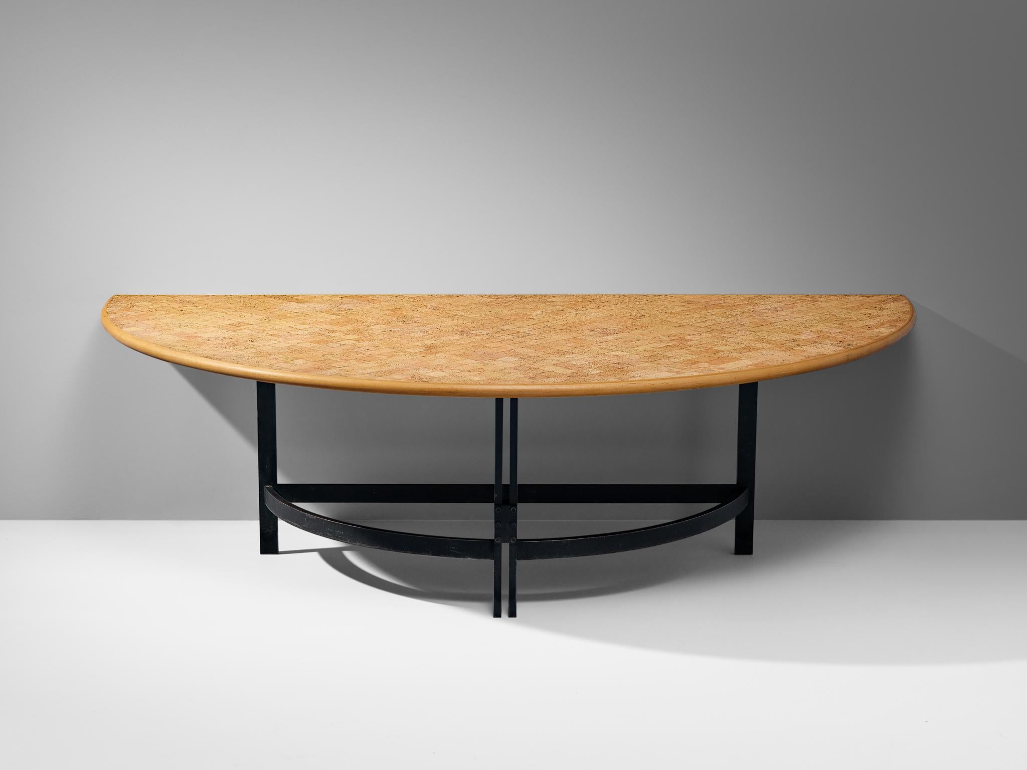 Poul Kjærholm Semicircular Table in Steel, Cork and Beech For Sale 7
