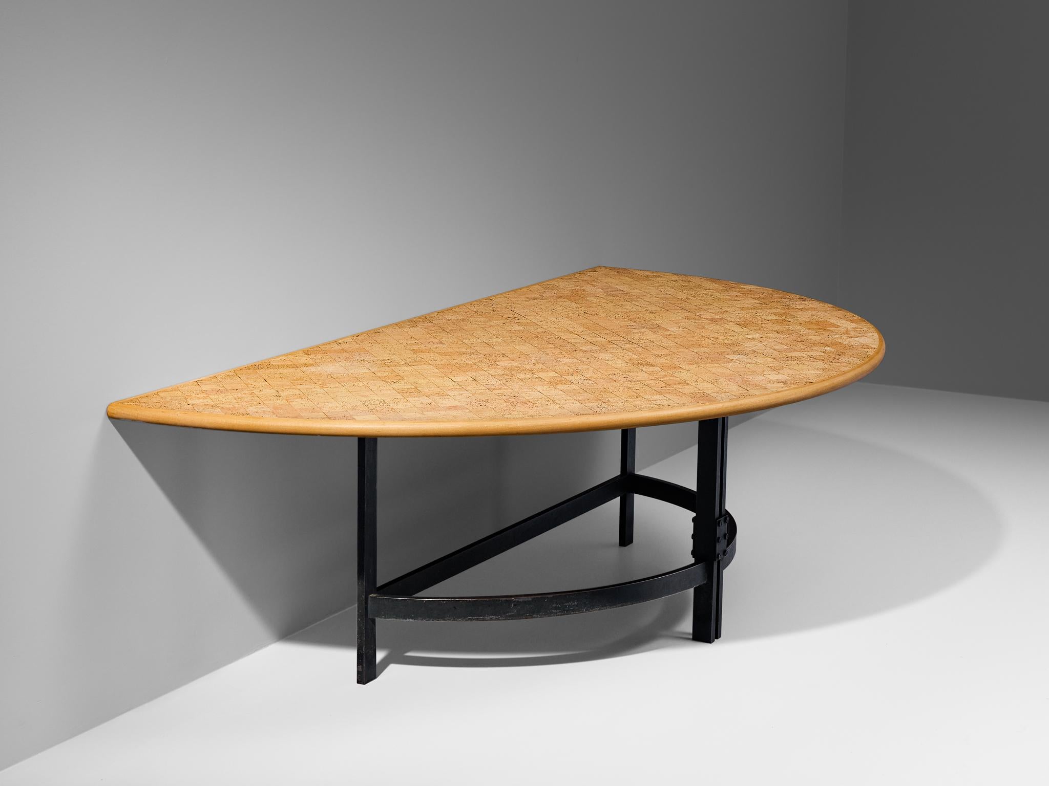 Poul Kjærholm Semicircular Table in Steel, Cork and Beech For Sale 8