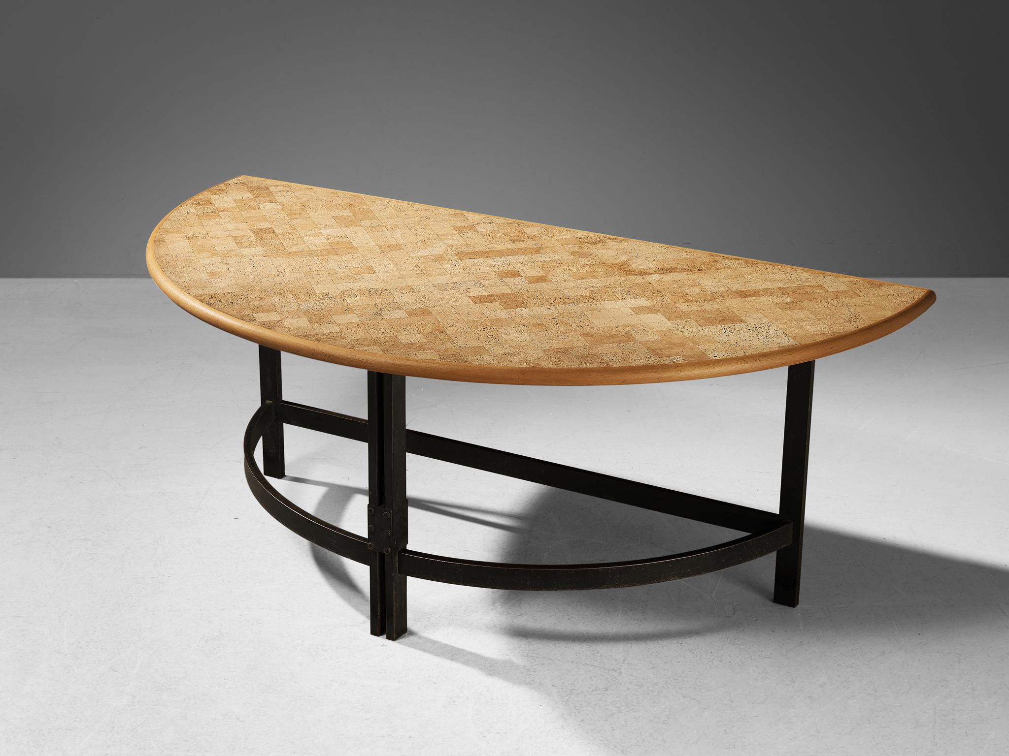 Poul Kjærholm Table semi-circulaire en acier, liège et hêtre  en vente 1