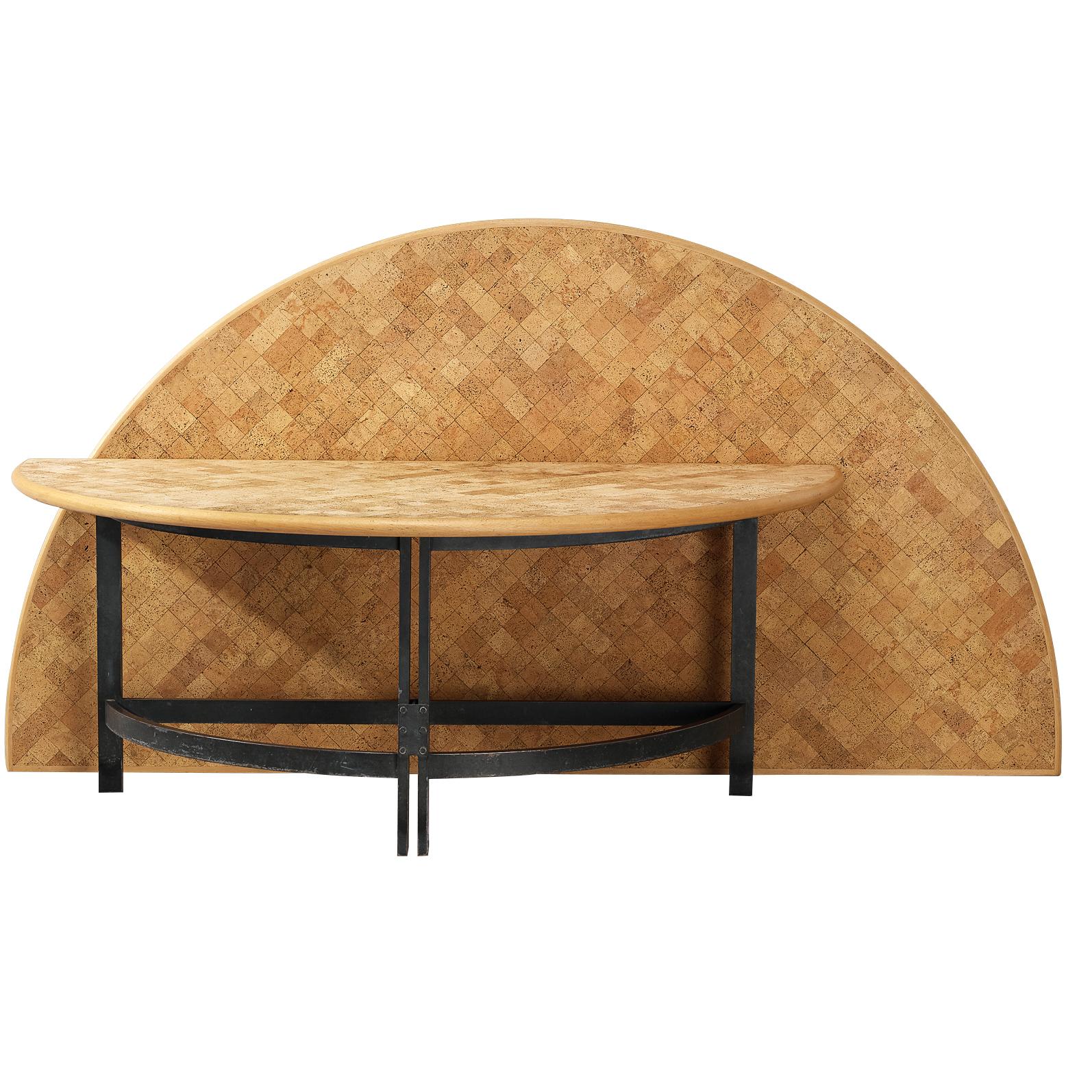 Poul Kjærholm Table semi-circulaire en acier, liège et hêtre  en vente