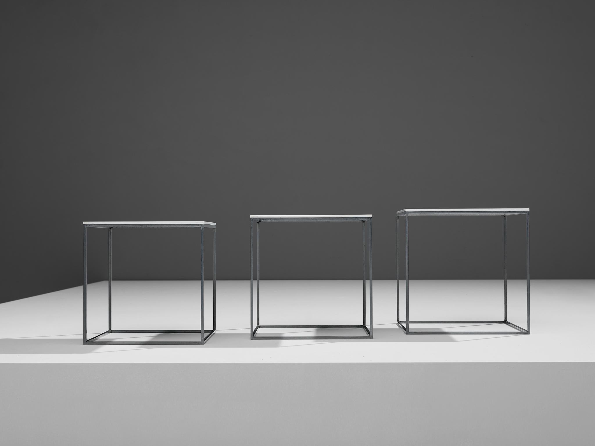 Poul Kjaerholm Set of Nesting Tables in White Perspex and Steel  For Sale 4