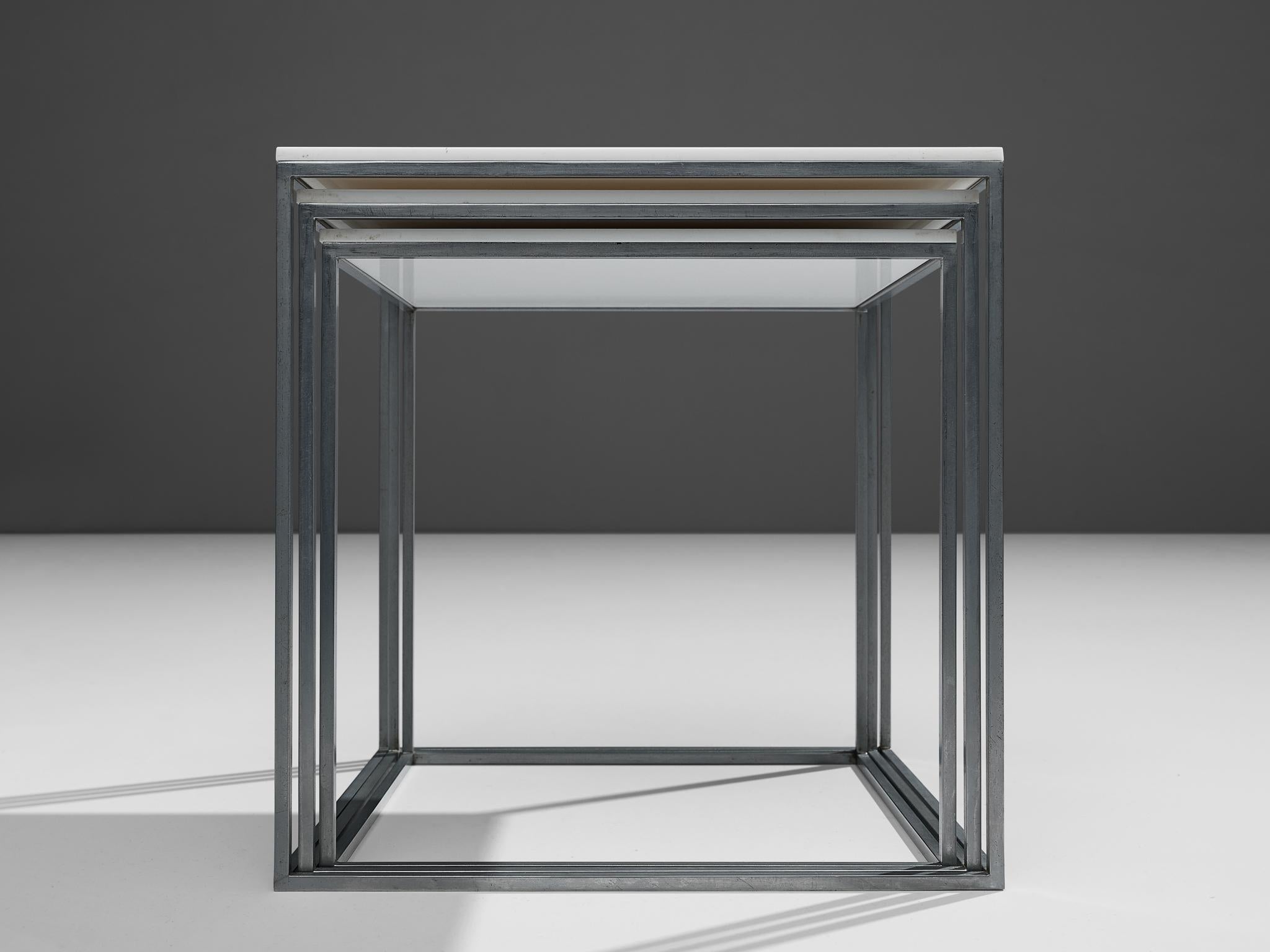 Poul Kjaerholm Set of Nesting Tables in White Perspex and Steel  For Sale 5