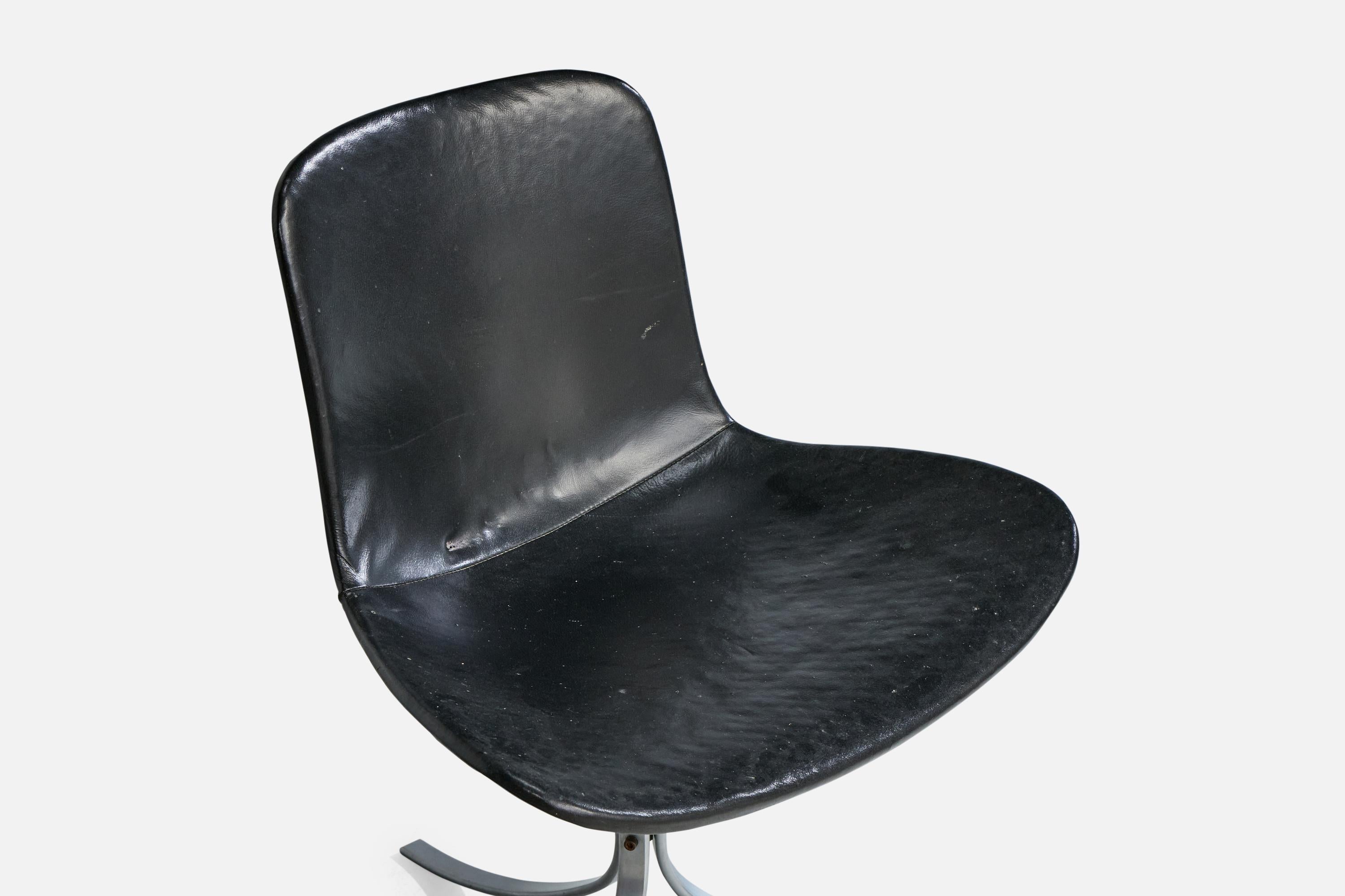 Acier Poul Kjærholm, chaise d'appoint, acier, cuir, Danemark, années 1960 en vente