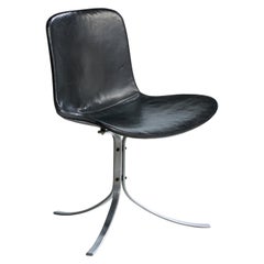 Poul Kjærholm, Side Chair, Steel, Leather, Denmark, 1960s