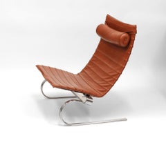 Poul Kjaerholm Sleek Pk20 Leather Lounge Chair For Fritz Hansen