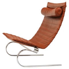 Chaise longue élégante Pk20 en cuir Poul Kjaerholm pour Fritz Hansen
