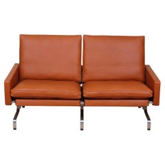 Poul Kjærholm Sofa PK-31/2 Newly Upholstered with Cognac Aniline Leather