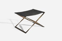Poul Kjaerholm, Sgabello, acciaio, pelle, E. Kold Christensen, Danimarca, 1961
