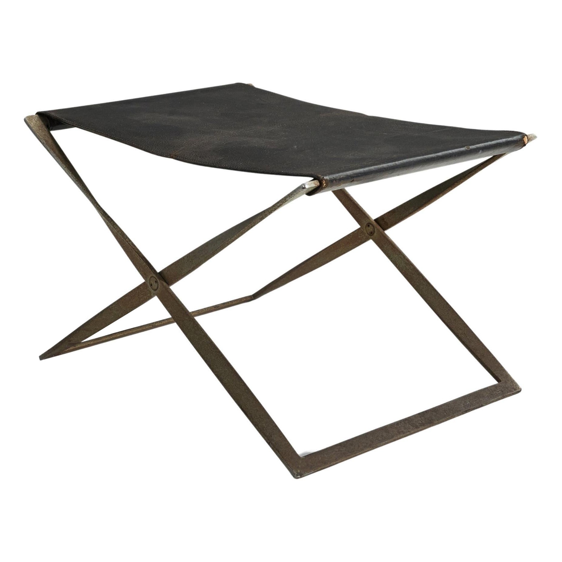 Poul Kjaerholm, Stool, Steel, Leather, E. Kold Christensen, Denmark, 1961 For Sale