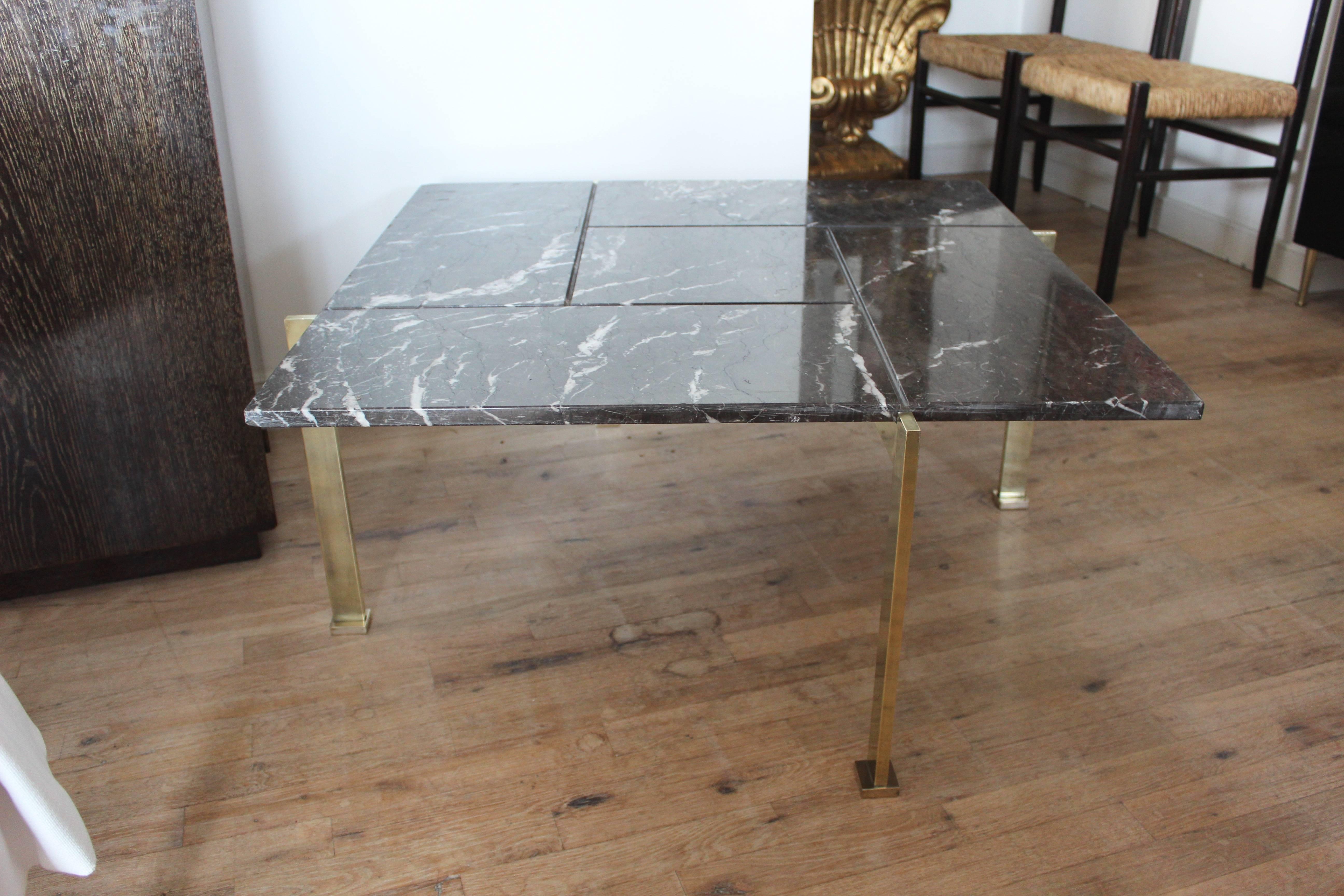 Mid-20th Century Poul Kjaerholm Style Brass and Marble Coffee Table