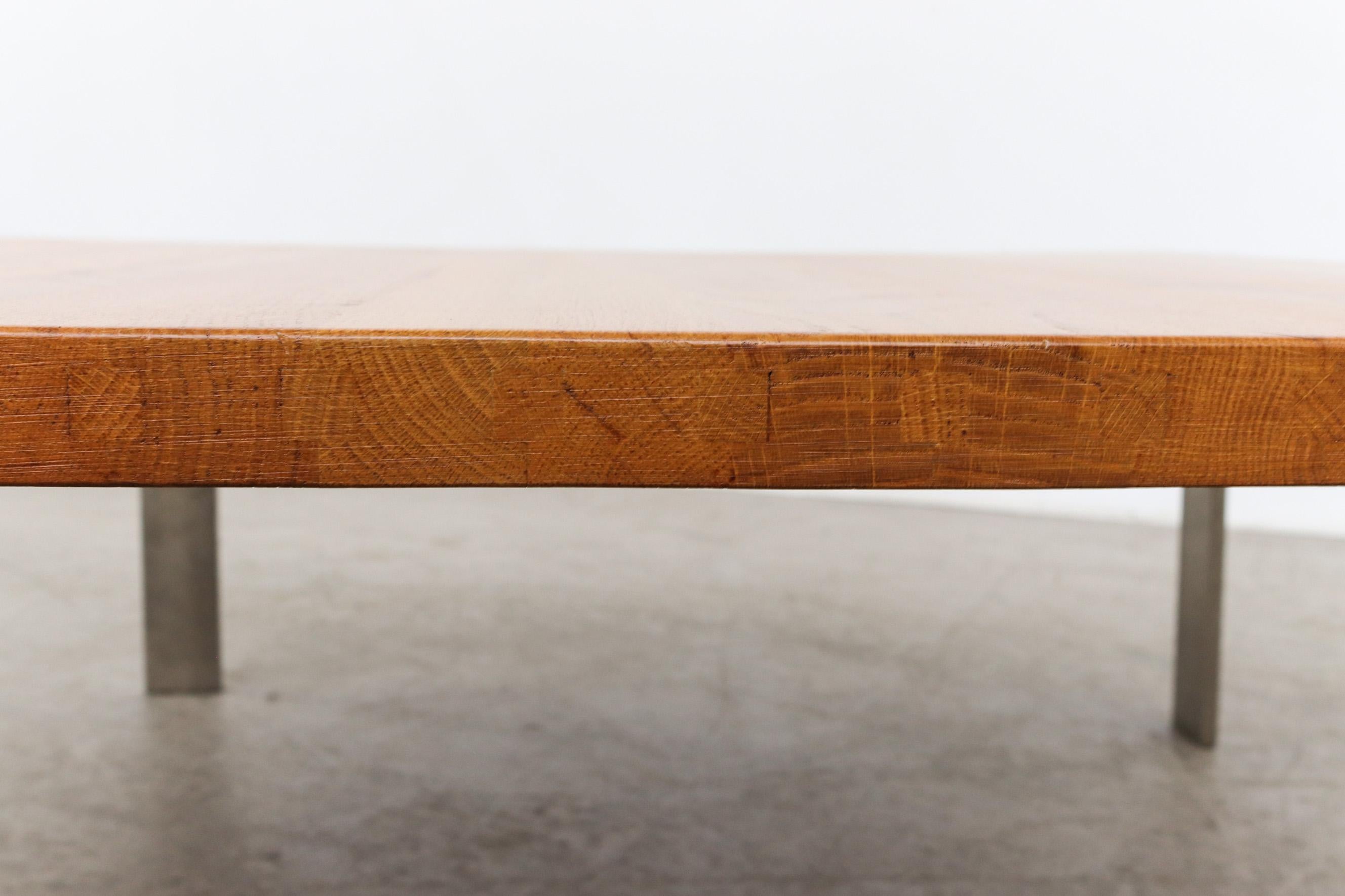 Couchtisch aus Butcherblock und Chrom im Poul Kjaerholm-Stil im Angebot 6