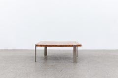 Poul Kjaerholm Style Butcher Block and Chrome Coffee Table