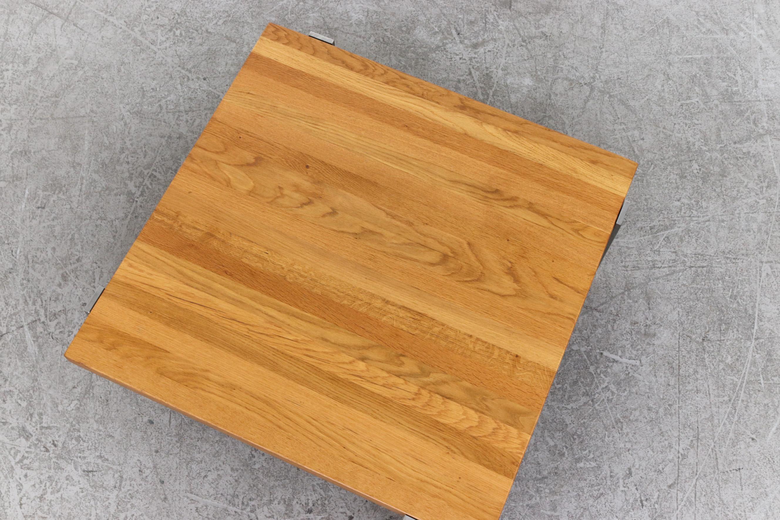 Couchtisch aus Butcherblock und Chrom im Poul Kjaerholm-Stil im Angebot 3