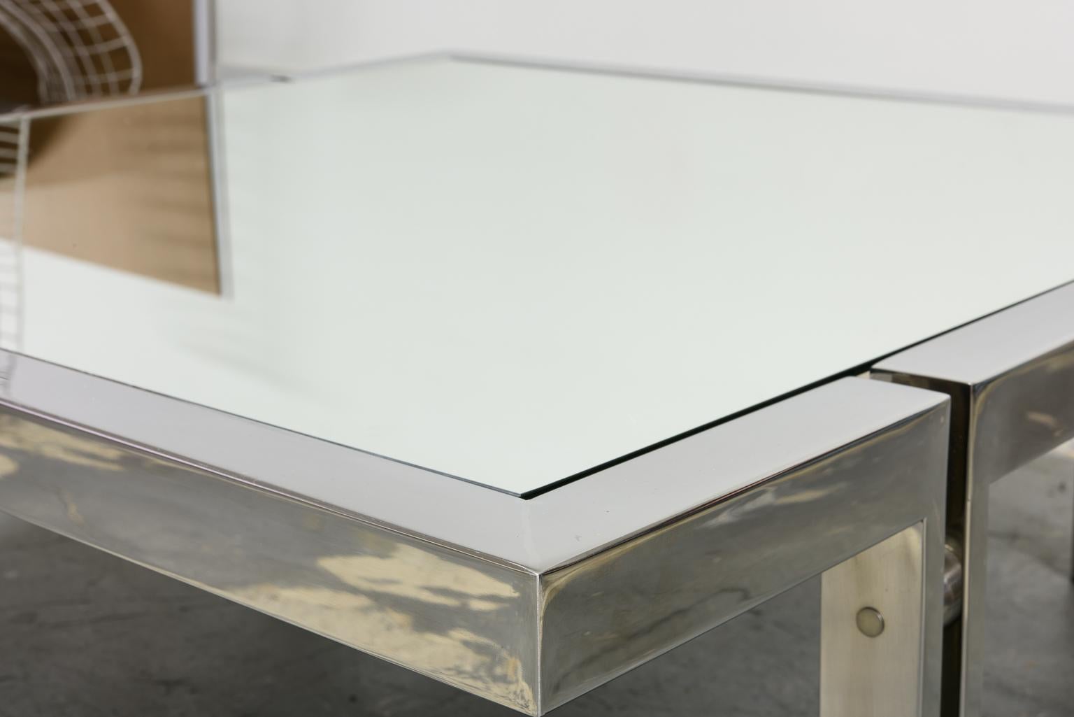 Poul Kjaerholm Styled Modern Chrome Coffee Table with Mirrored Top 7