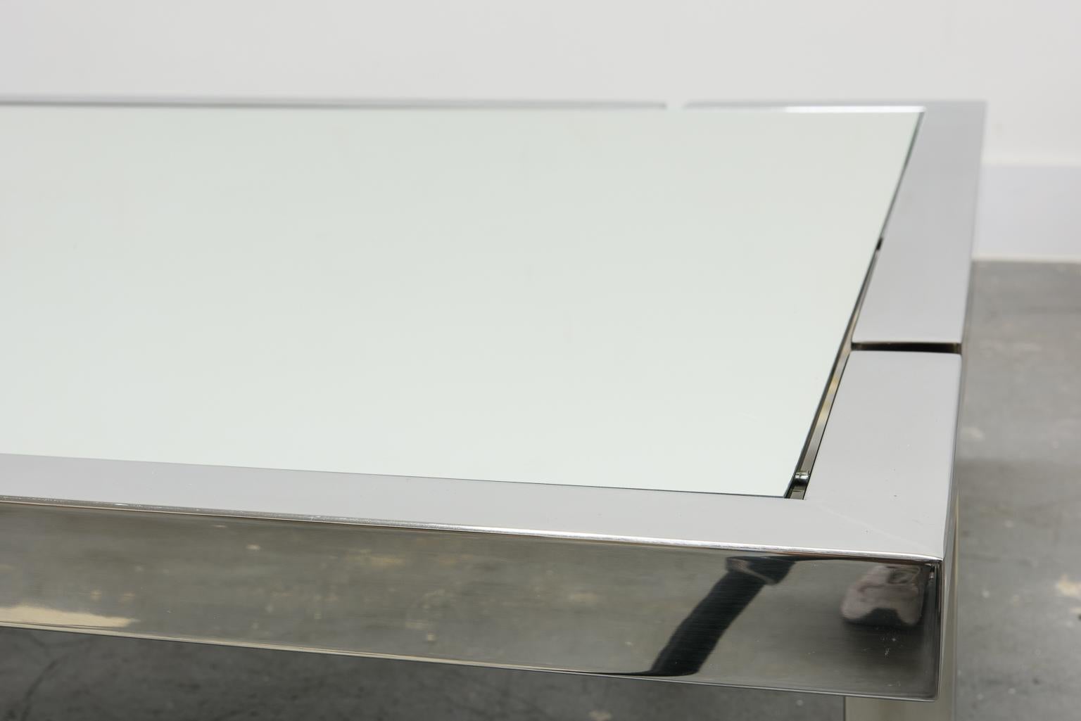 Poul Kjaerholm Styled Modern Chrome Coffee Table with Mirrored Top 8