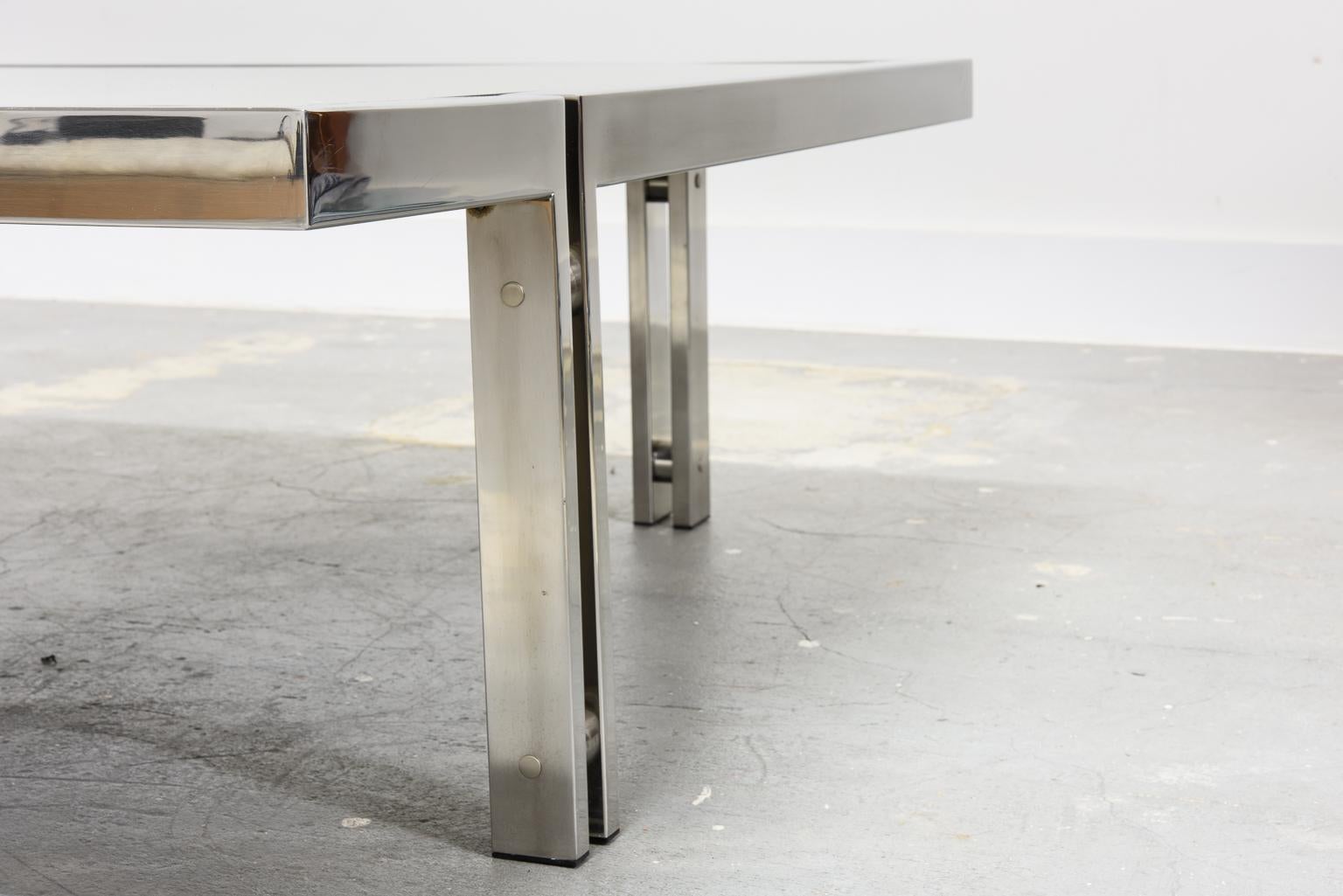 Poul Kjaerholm Styled Modern Chrome Coffee Table with Mirrored Top 10
