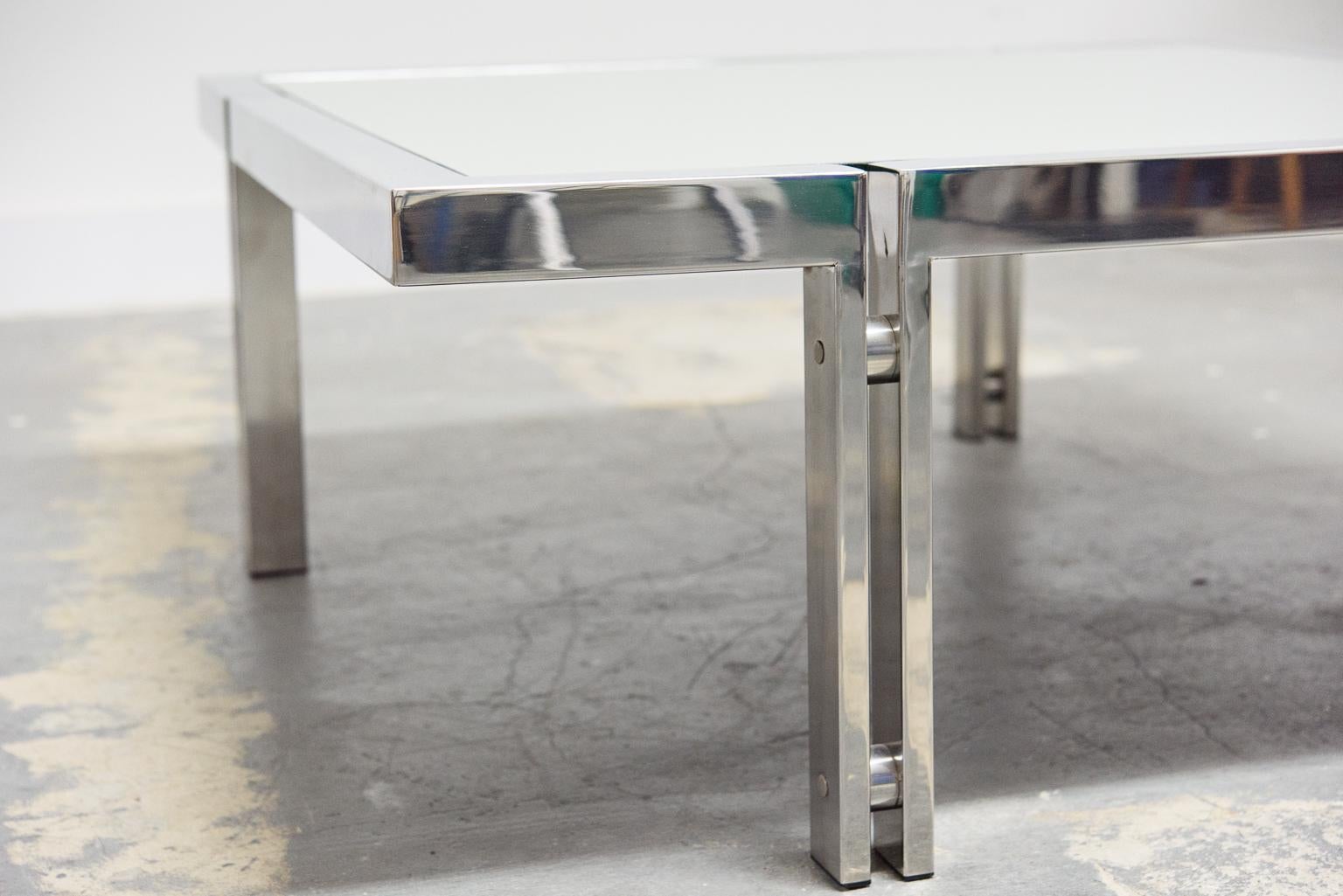 Poul Kjaerholm Styled Modern Chrome Coffee Table with Mirrored Top 11