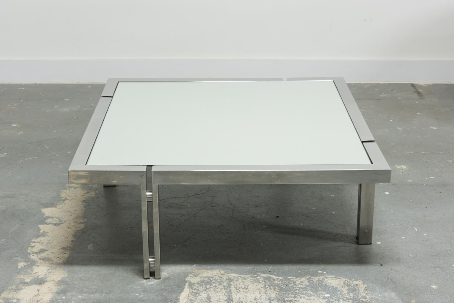 Unknown Poul Kjaerholm Styled Modern Chrome Coffee Table with Mirrored Top