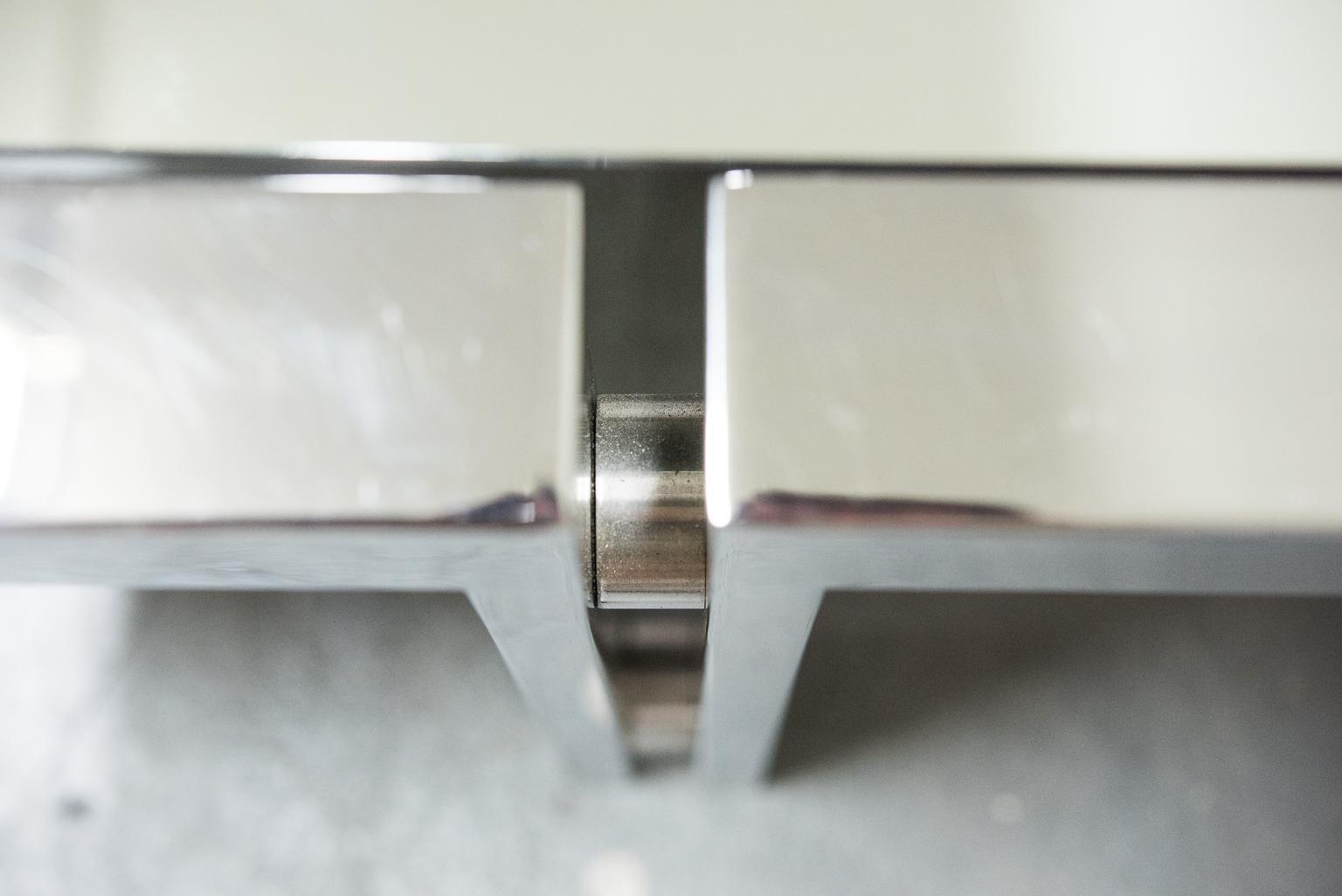 Poul Kjaerholm Styled Modern Chrome Coffee Table with Mirrored Top 2