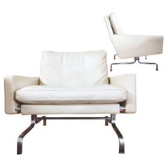Poul Kjaerlohm per Fritz Hansen PK 31 Poltrona facile in pelle bianca avorio 1958