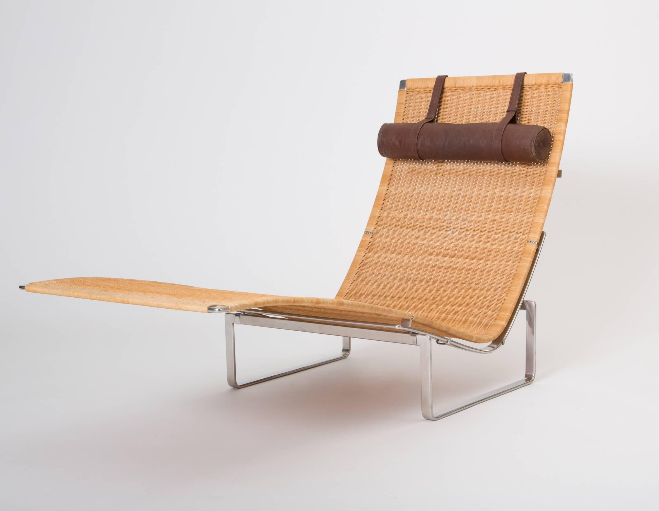 Mid-20th Century Poul Kjaerholm PK 24 Chaise Lounge with Wicker Seat
