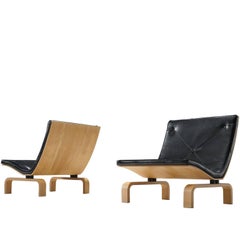 Poul Kjærholm PK27 Lounge Chairs in Black Leather