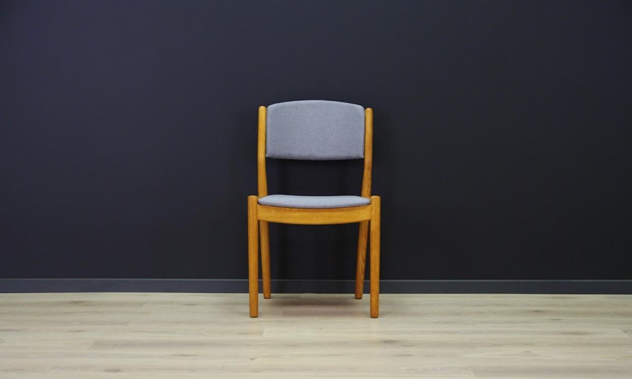 Retro set of six chairs from the 1960s-1970s, Scandinavian design straight from the Møbler FDB workshop designed by Poul M. Volther. New upholstery (gray color), construction made of ashwood. Preserved in good general condition (small dings and