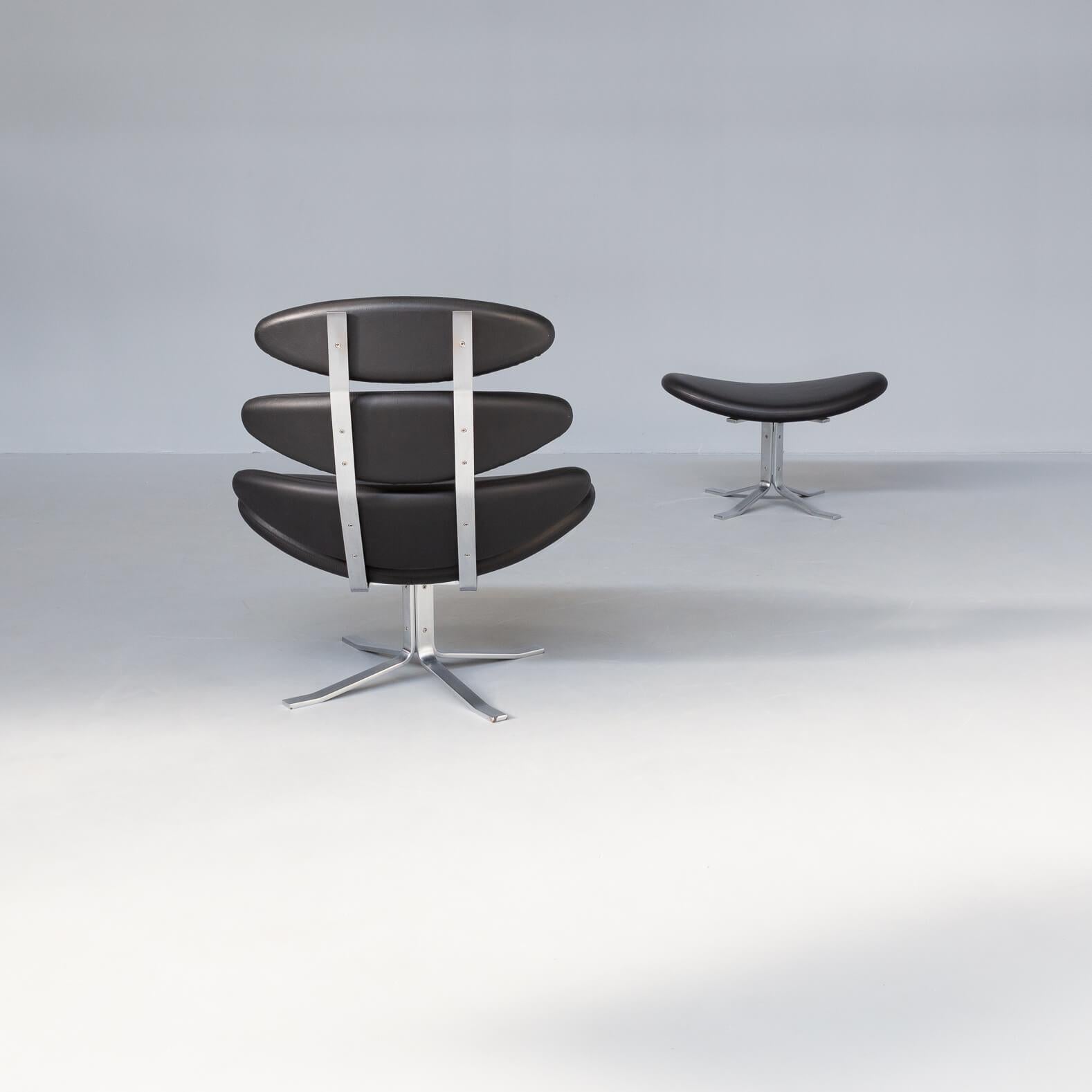 Mid-Century Modern Poul M. Volther ‘Corona Ej 5’ Fauteuil and Ottoman for Erik Ole Jørgensen For Sale
