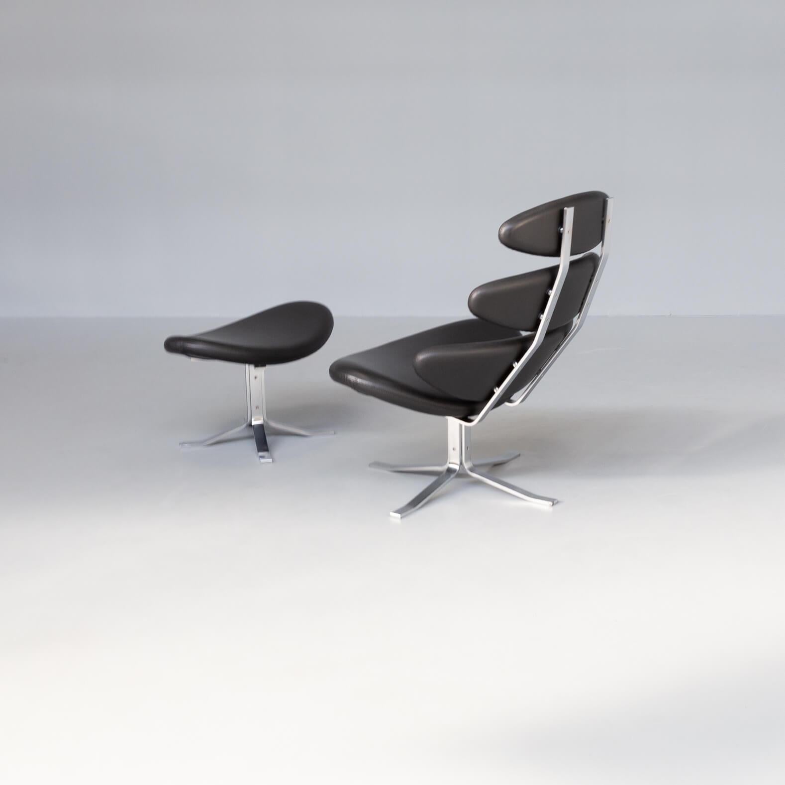 Danish Poul M. Volther ‘Corona Ej 5’ Fauteuil and Ottoman for Erik Ole Jørgensen For Sale