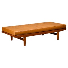 Poul M. Volther Daybed in Eiche und Cognacleder für FDB Møbler, Dänemark 1950er Jahre