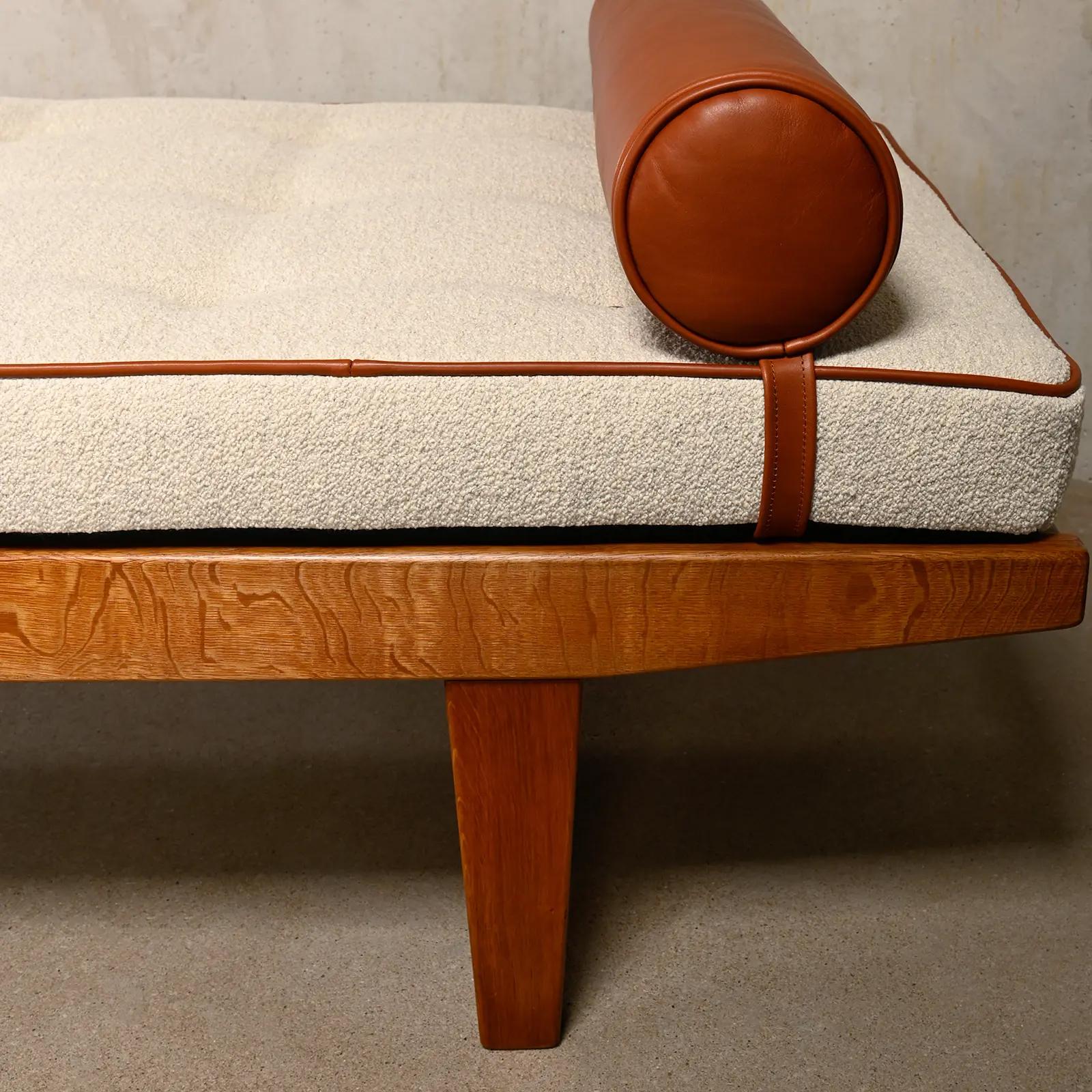 Poul M. Volther Daybed in Oak, Leather and Bouclé for FDB Møbler, Denmark 1960s 4