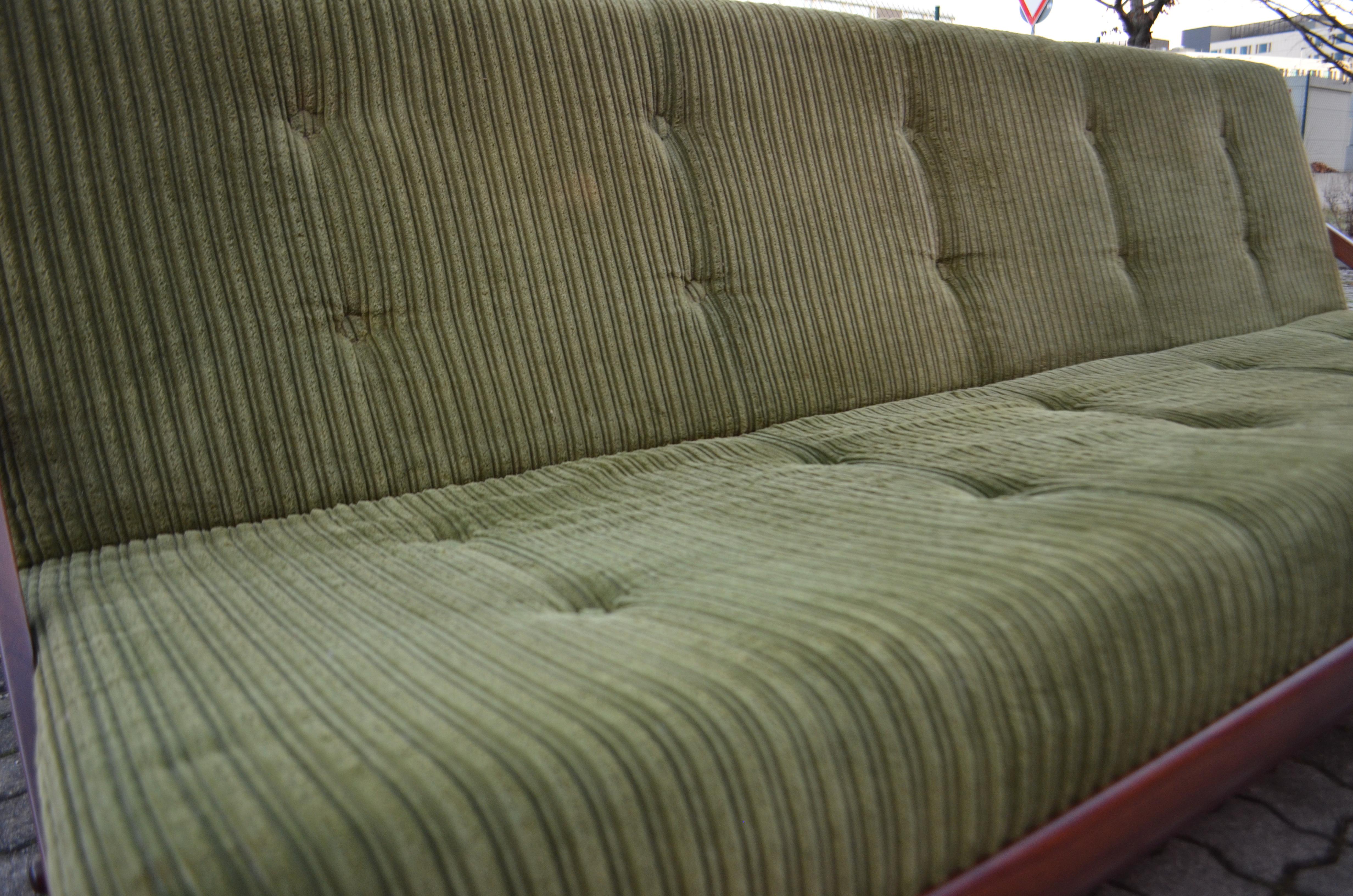 Poul M Volther Daybed Sofa Model 981 DIVA by Frem Røjle, Teak 60ties green cord For Sale 1