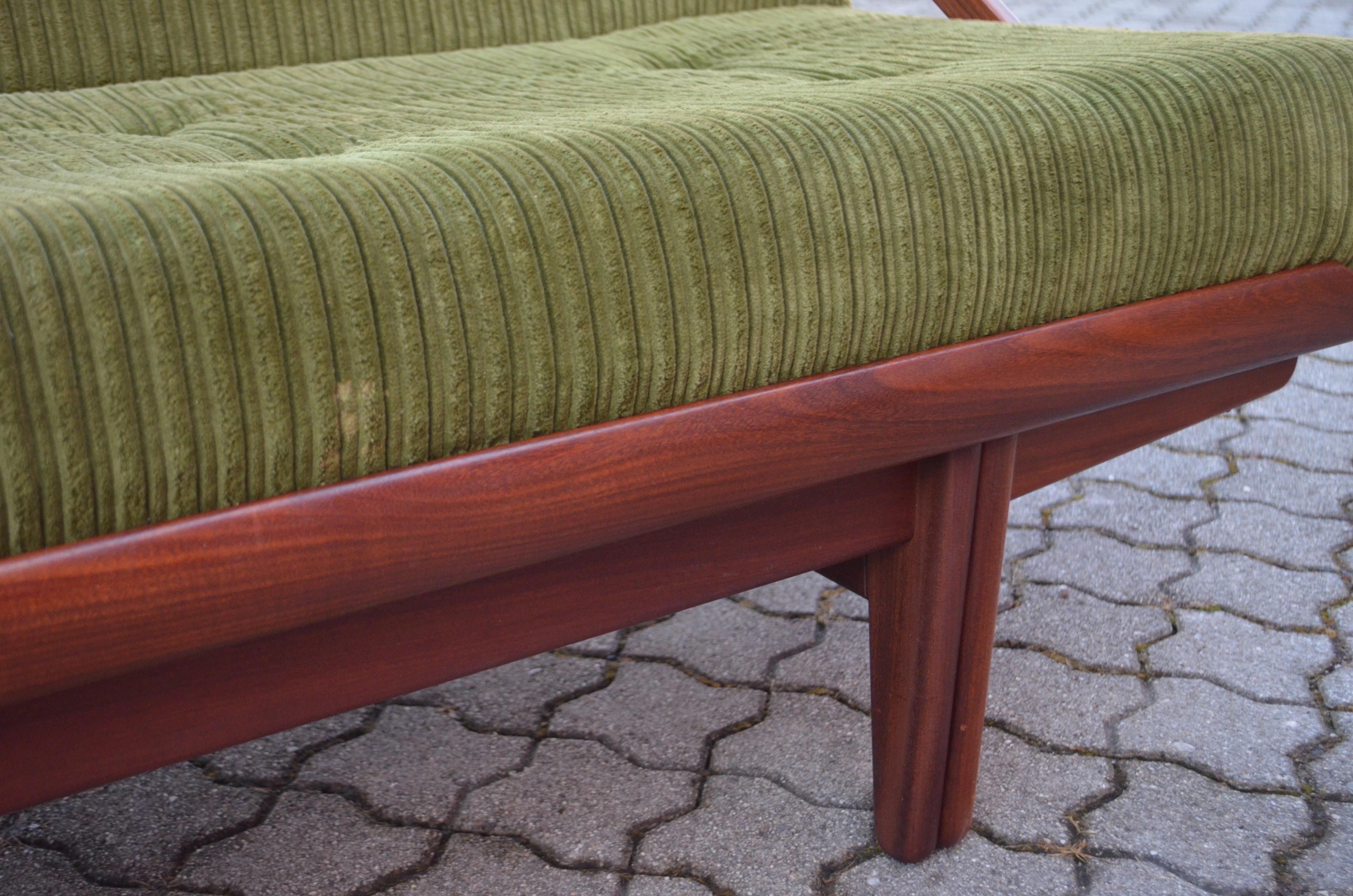 Poul M Volther Daybed Sofa Model 981 DIVA by Frem Røjle, Teak 60ties green cord For Sale 6