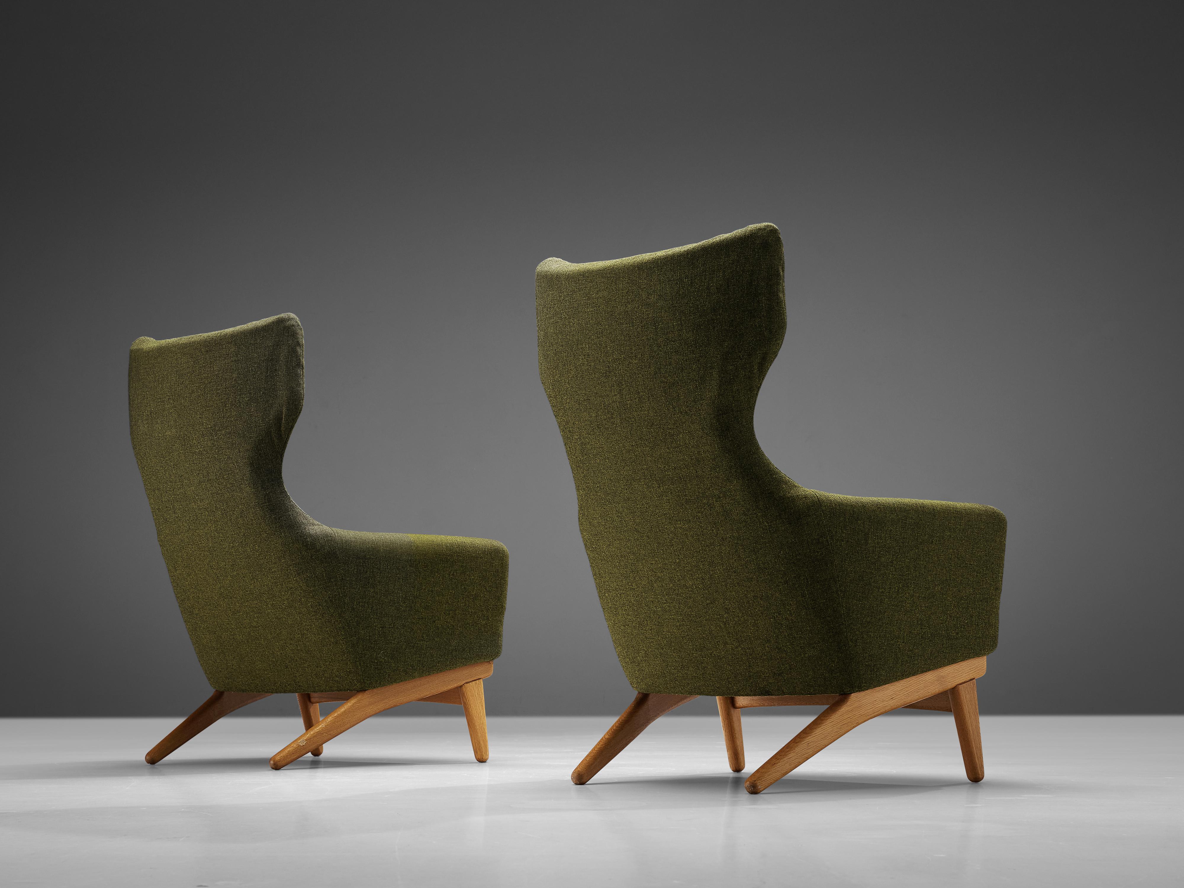 Swedish Poul M. Volther for Gemla Pair of ��‘Korall’ Lounge Chairs in Teak and Fabric