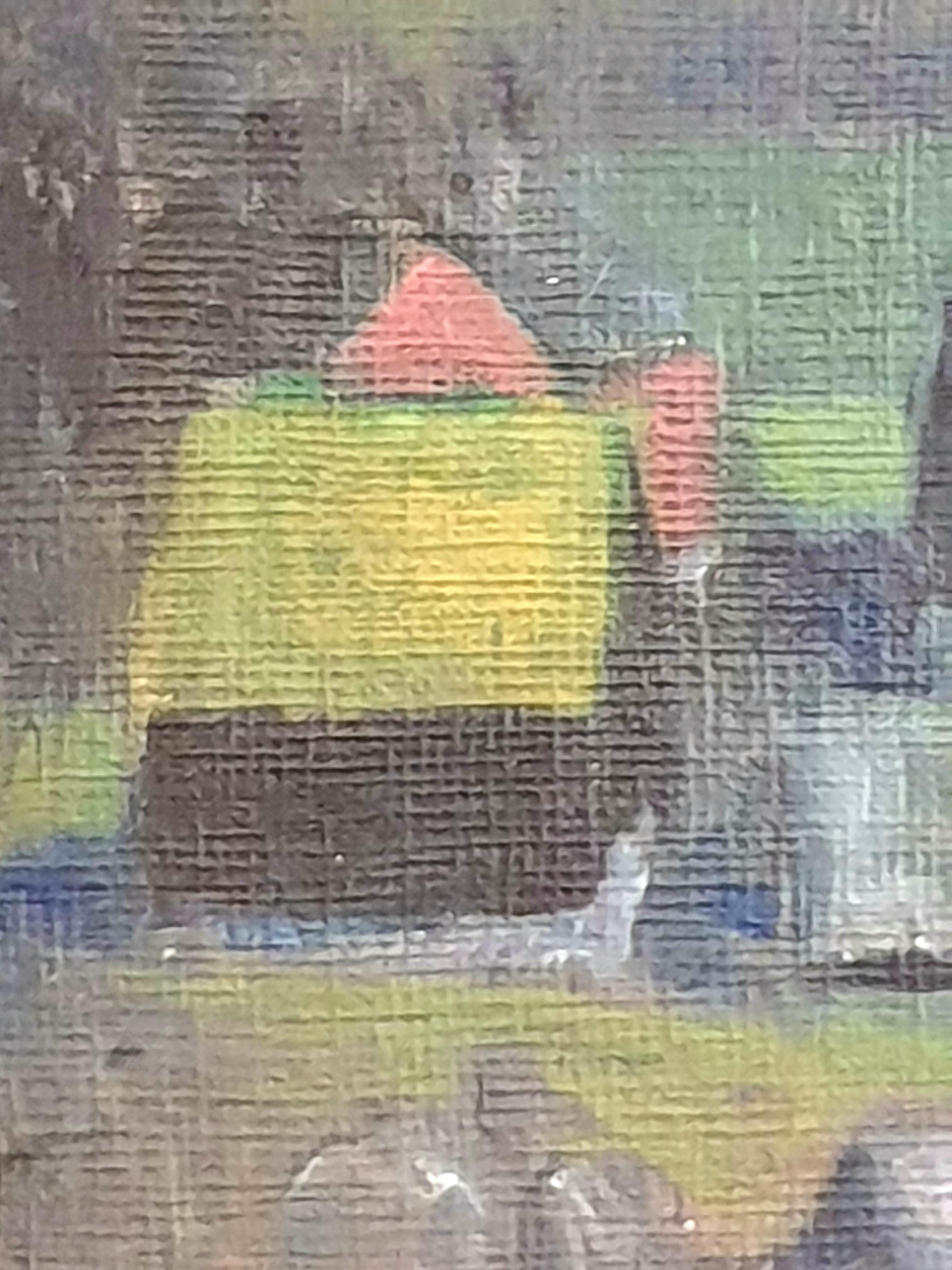 Danish Mid-Century Colourfield Oil on Board of Houses in a Coastal Scene. For Sale 1